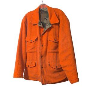 Vintage Camo Jacket Sports Hunting Orange Reversible Field Snap up Cargo Coat